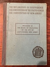 1940 Softcover Declaration Of Independence US Constitution New Jersey 6  x4.5  