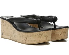 VERONICA BEARD Geno Black Leather Platform Thong Sandal Sz 7.5 250