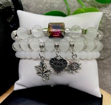 3 PC Handmade Boho Beaded Stackable 6.5  Plus Stretch Bracelet Set New B1332