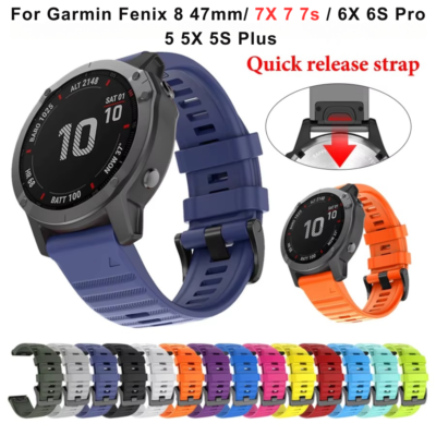 #ad 26 20 22mm Silicone Band for Garmin Watch Fenix 8 6 6X 7X 7 Pro 5 5X 5S QuickFit $9.99