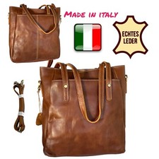 Echtes Leder Damentasche Shopper Braun Schultertasche Italy Leather Bag