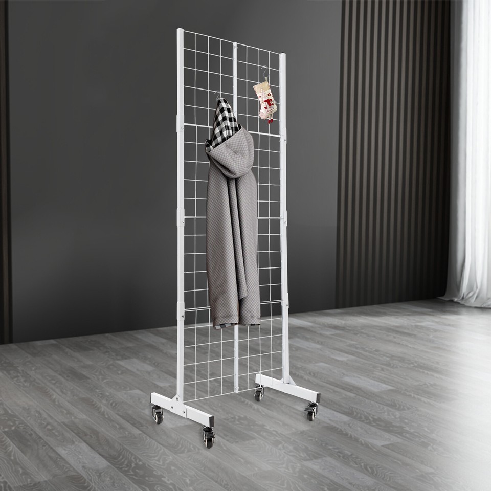 SALE! Grid Wall Panel Pegboard Retail Display Rack & Wheels Portable