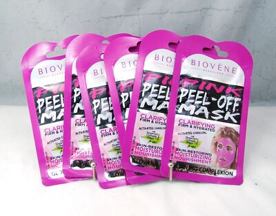Biovene STRAWBERRY 6 Pink Peel Off Masks 12.5 ml., 0.42 oz. NEW in package