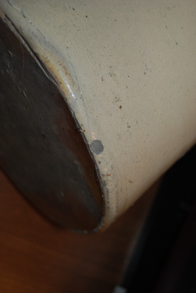 Antique Fisher Lyons NY stoneware jug 15" tall advertising Kendeko