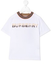 Burberry L56933 Kids White Shortbread Crew Neck Tee Size 8Y 128 cm
