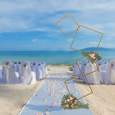 Wedding Square Backdrop Stand, Detachable 4 Tier Gold Metal Flower Square Frame