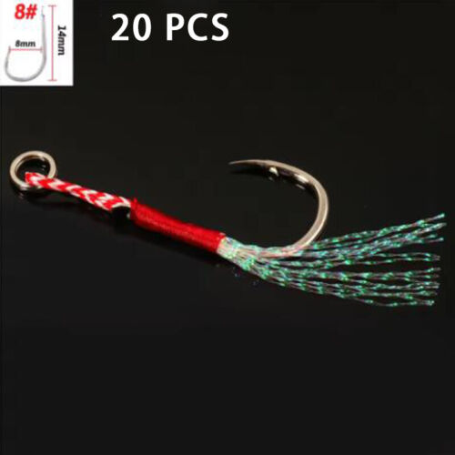 20pcs Iron Plate Hook Double Hook Feather Lure Fishing Tackle Sea Fishhook - Picture 21 of 32