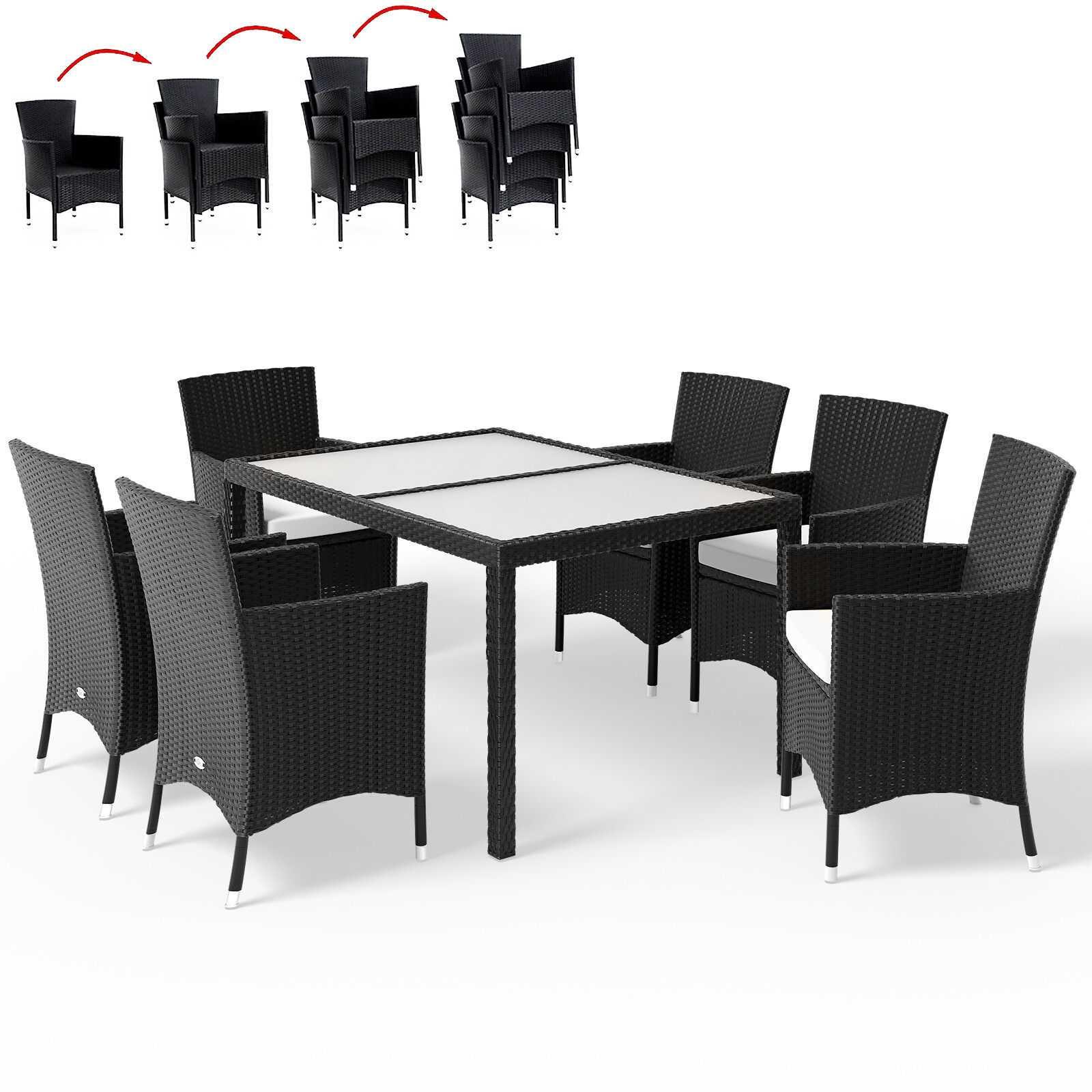 Poly Rattan Garden Dining Furniture Table & Chair Set Outdoor Patio