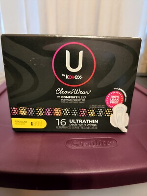 U By Kotex CleanWear UltraThin Pads w Wings 16ct Brand New Sealed