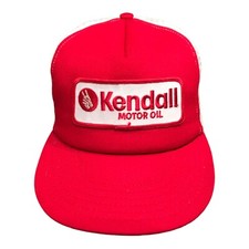 Vintage Kendall Motor Oil Patch Adjustable Snapback Hat Cap Foam Liner USA EUC
