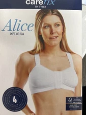 Carefix Alice Post Op Bra Front Closure Adjustable Straps, Medium, White