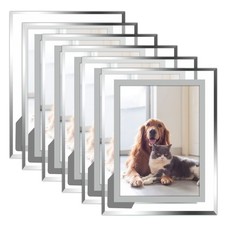 Vienrose 5x7 Picture Frame Set of 6, Clear Glass Photo Frames, Silver Edge