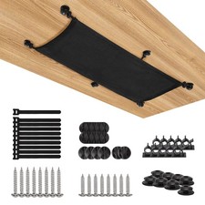 WurdeWindig Cable Management Net, Black Manager Kit,Flexible Under Desk Mesh