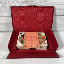 Antique Piquet Set B.P. Grimaud Victorian Gold Corners Card Game - Complete
