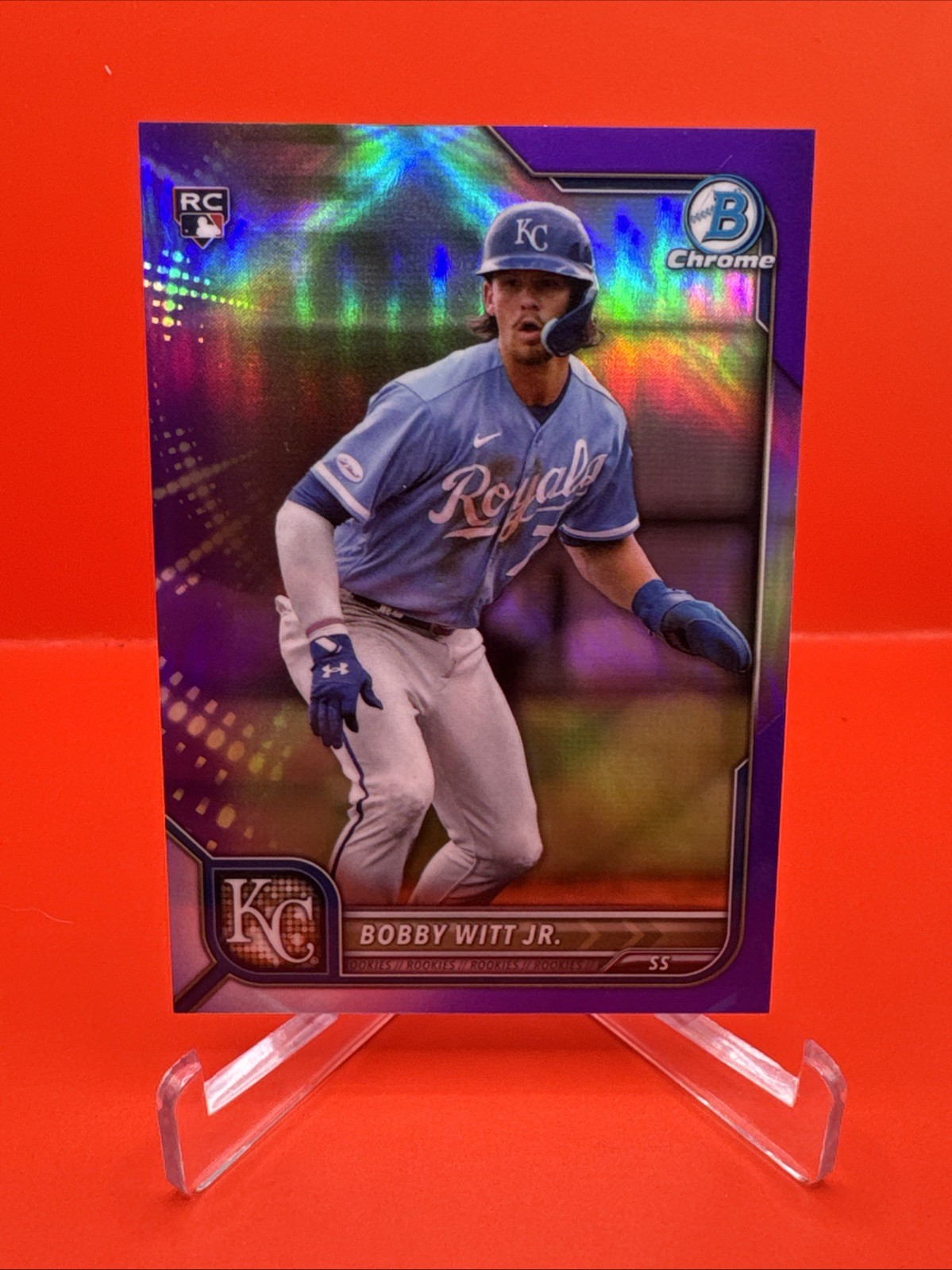 2022 Bowman Chrome Bobby Witt Jr. #77 Purple Refractor #/250 Rookie RC