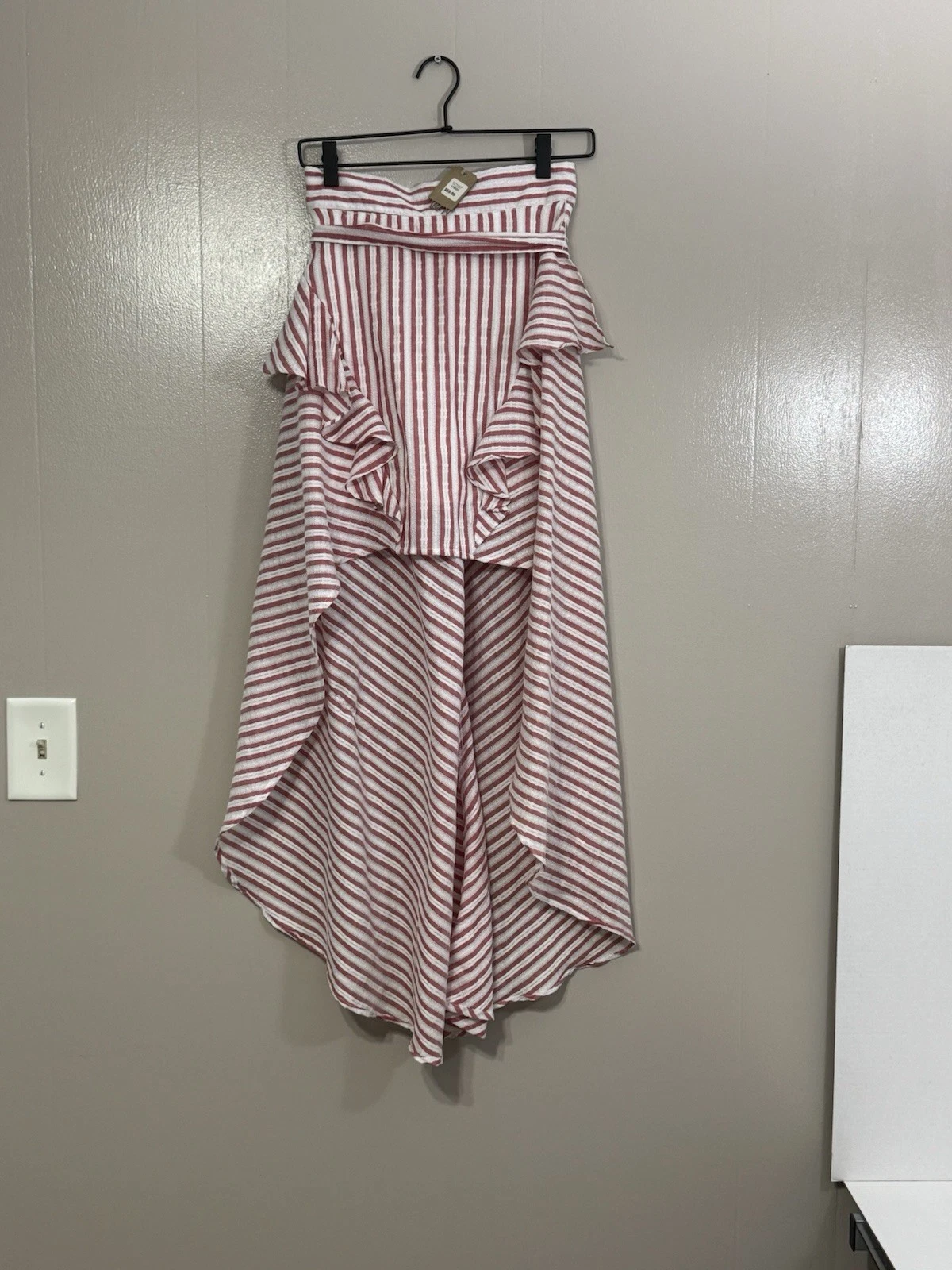 Franco Women Skirt, High Low, Napkin, Red, White , Size Small C36