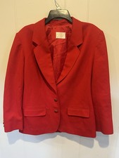 Vintage Pendleton Red Wool Blazer Jacket USA Made Gold Crest Buttons Women L