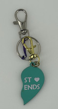1/2 Heart Green Metal BEST FRIENDS Keychain Keyring Fob