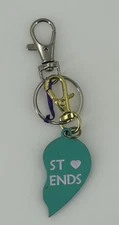 1/2 Heart Green Metal BEST FRIENDS Keychain Keyring Fob