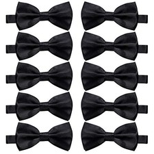10 Pcs Elegant black Pre-tied Bow ties Formal Tuxedo Bowtie Set with