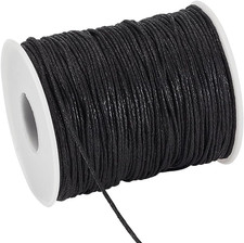 PH Pandahall 100 Yards 1Mm Waxed Cotton Cord, Black Waxed String Beading Thread