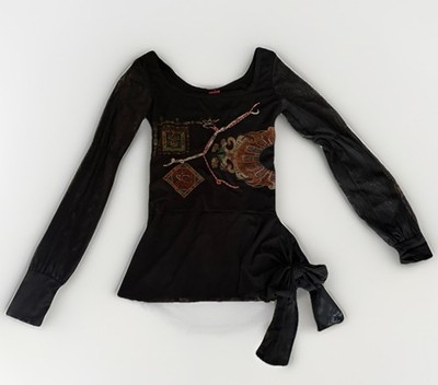 RARE Save The Queen Mesh Top Longsleeve Sz M Womens