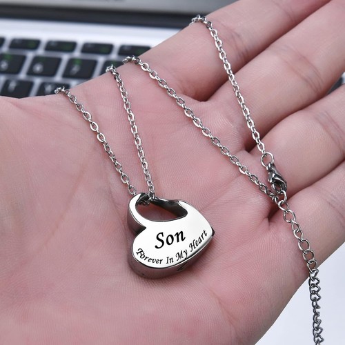 Herz Urne Halskette für Asche Einäscherung Schmuck Forever in My Heart Gravur Stai - Bild 6 von 6