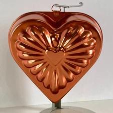 Vintage Copper Jello Cake Heart Mold Valentine Wall Hanging Kitchen Decor MCM