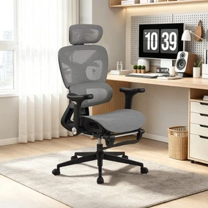 Ergonomic Mesh Office Chair Big Computer Desk Chair with Wheels&Flip-Up Armrests