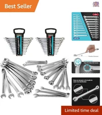 Combination Wrench Set Chrome Vanadium Steel 22-Piece SAE & Metric Organize