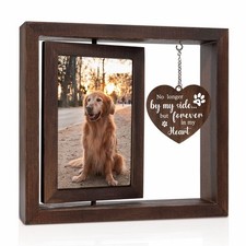 Dog Memorial Gifts for Loss of Dog - Rotating Wooden Picture Frame for 4x6 Ph...