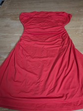 Women's HYZ Red Ruched Bodycon Mini Dress Size L Nylon Spandex Party Casual