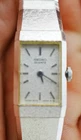 Vtg Seiko Ladies 12mm Slim Watch Brushed Silver Tone Tank Dial 2E20- 6"