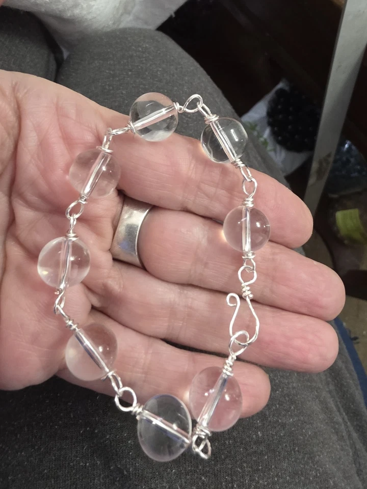 JUEGO DE PARURE NUPCIAL Plata. Cristal de roca natural de mediados de siglo Repro cuarzo Foto 4 de 4