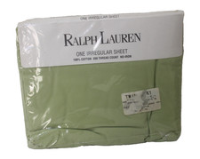 Ralph Lauren Vintage USA Green Twin Flat Sheet Cotton Irregular New