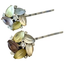 Pastel Floral Glass Petal Hair Pins Vintage Inspired Wedding Bridesmaid Set