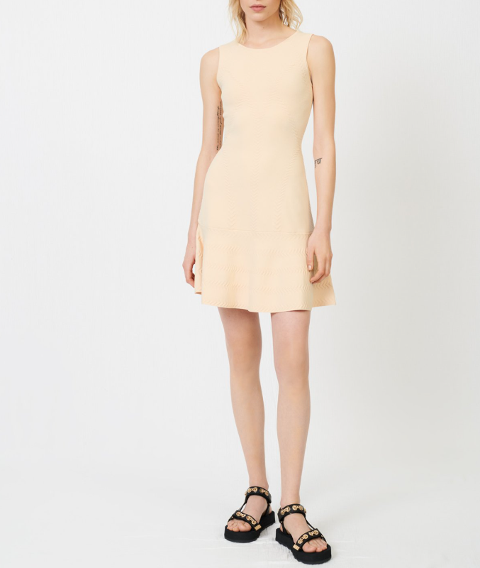 Maje Kleid Beige Strick Gr. 36 Damen Kurz Ärmellos MFPRO01821