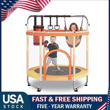 60" Kids Trampoline with Safety Enclosure Net , 400LBS Indoor Toddler Trampoline