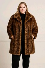 A.B.S Silver Label Faux Fur Coat Brown Size L...