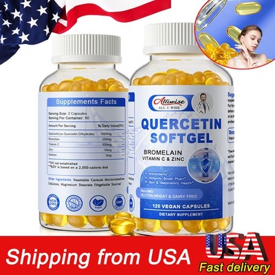 Quercetin with Bromelain 1000mg Vitamin C & Zinc Immune Support Capsules 120