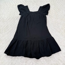 Rails Dress Women's Small Black Organic Cotton Ruffle Short Sleeve Mini Everdeen