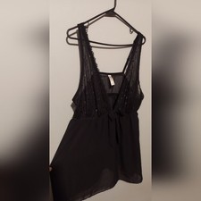 Y2K Cacique Slip Dress Polka Dot Black Whimsigoth Babydoll Coquette Size 22/24
