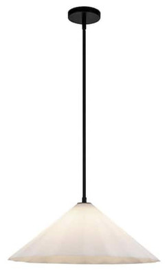 Serena 20 in. 1 Light 60-Watt Matte Black/Opal Glass Pendant Light