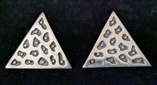 JAN D DESIGN 1989 TM-49 Signed 925 Sterling Silver Post Earrings, Taxco Mexico