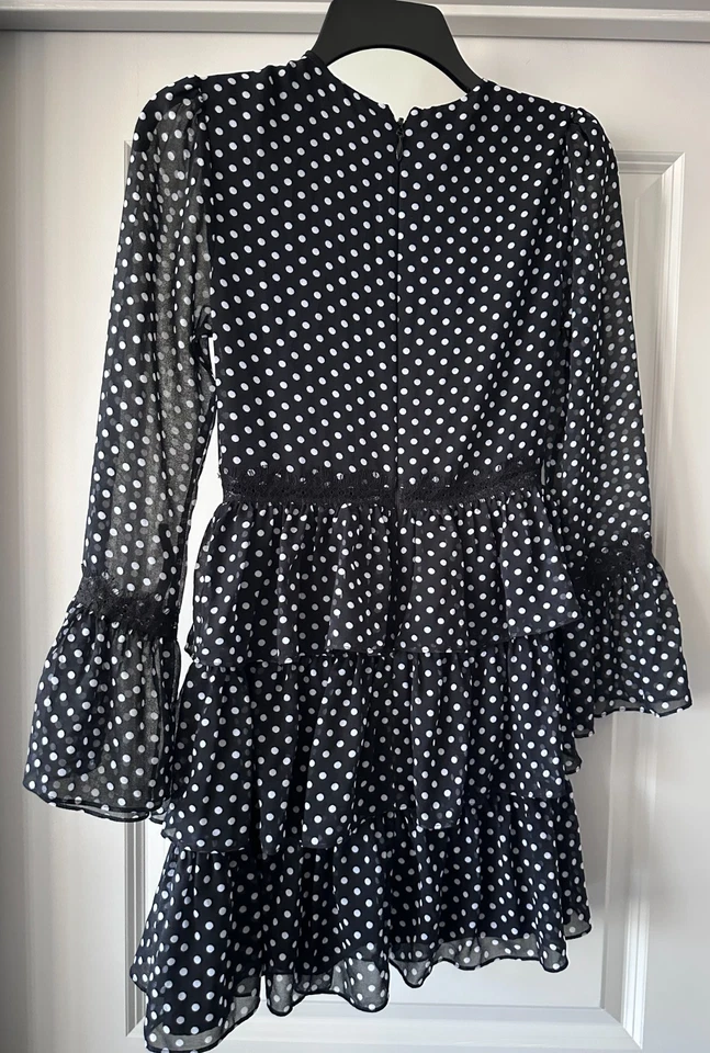 Bebe Womens Mini Long Sleeve Polka Dot Dress Size 0 - Image 4 of 4