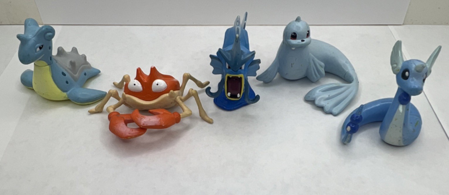 TOMY Pokemon Water Type Figures Lapras, Krabby Gyarados, Seel, Dragonair vintage