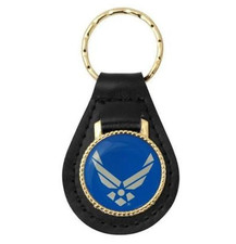 air force emblem leather key chain ring made in usa