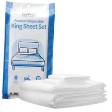 ForPro Premium Disposable Sheet Set, 4-PC King Size Bedding for Travel,