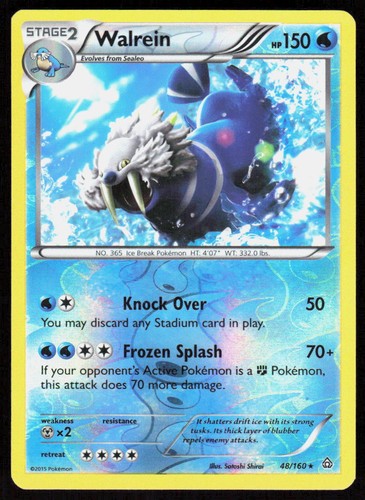Walrein 48/160 Rare Primal Clash Pokemon Reverse Holo Moderately Played