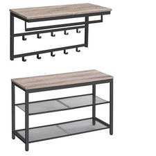 Wandgarderobe Wandregal Wandmontiertes Hängeregal Schuhbank Schuhregal Greige